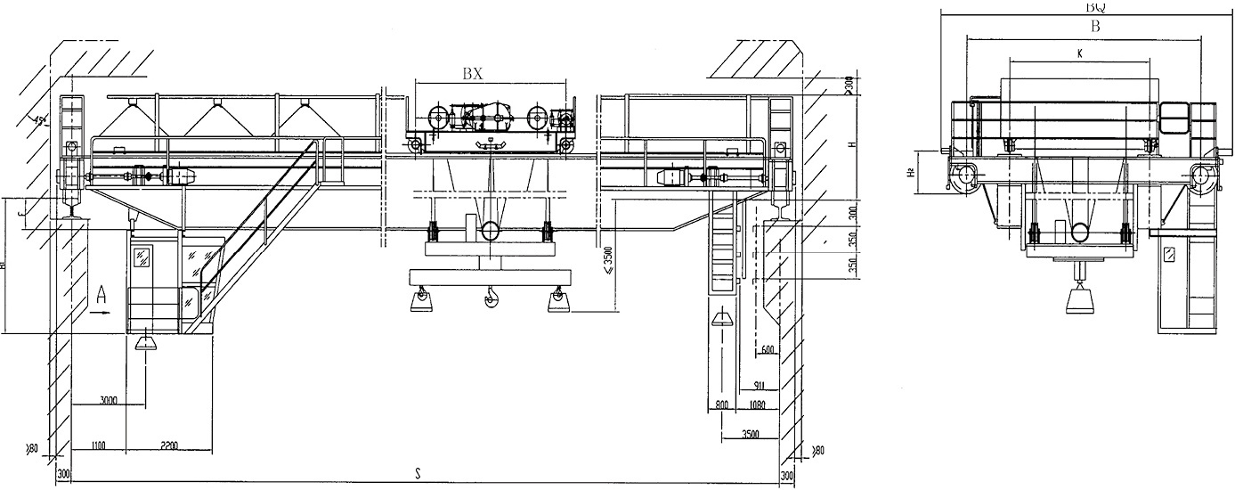 Bottom Rotating Electromagnetic Hanging Beam Bridge Crane parameters